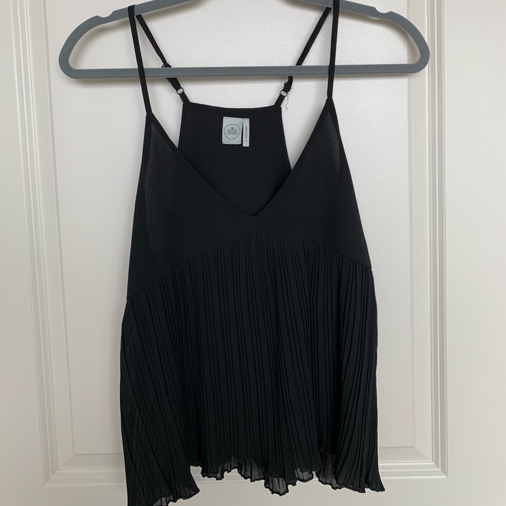 Flowy black pleated tank